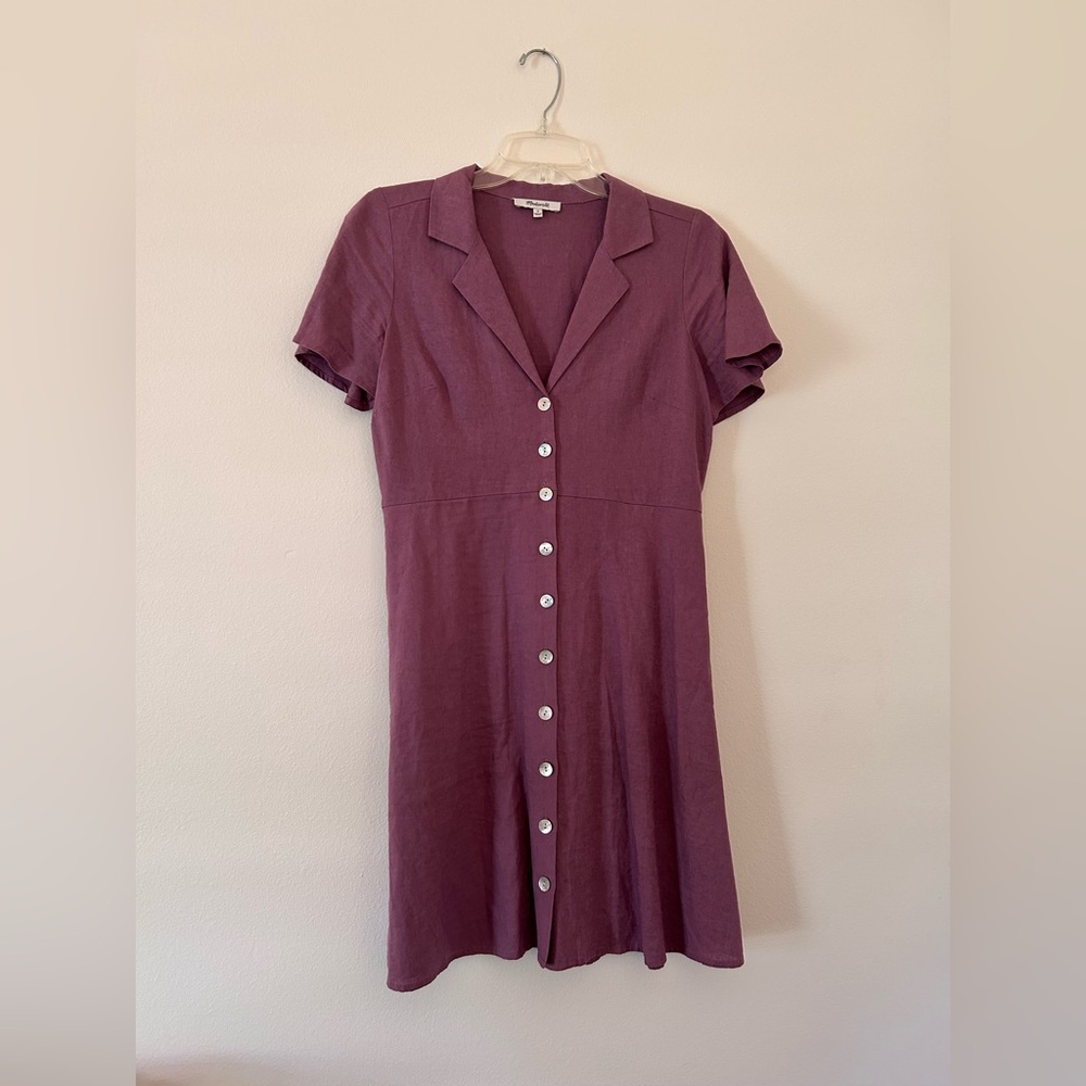 Size 4 Purple Linen Madewell Button Down Dress